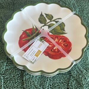 House & Garden Tomato 🍅 Melamine Salad 🥗 Plates Set of 4 NEW!
